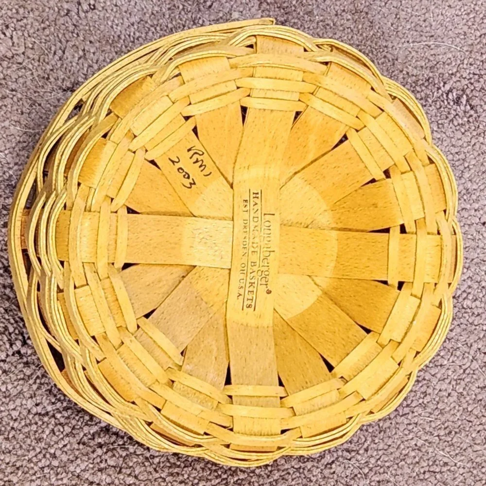 Longaberger Round Utility Basket with Leather Handles